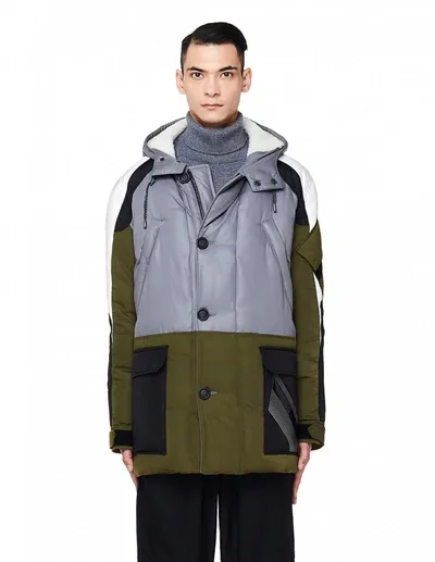 Yves Salomon Shearling Trimmed Down Parka In Grey