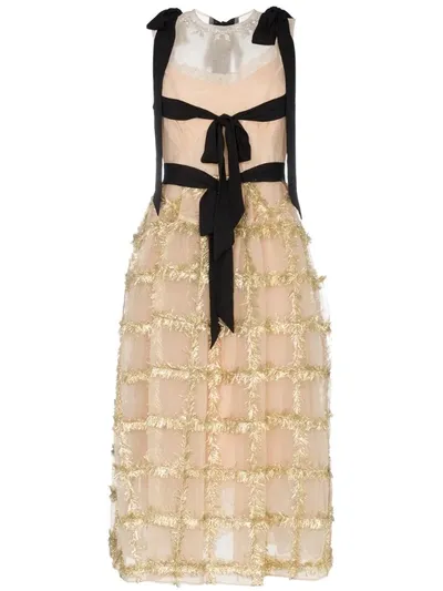 Simone Rocha Tier Bow Embellished Dress In Neutrals