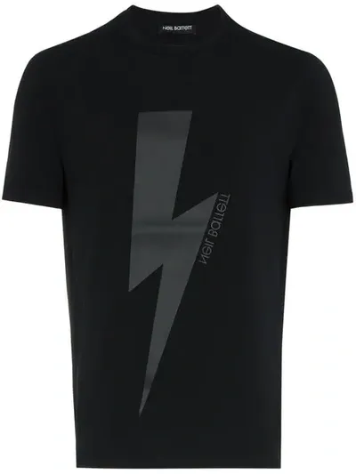 Neil Barrett Tonal Bolt Cotton-stretch T-shirt In Black