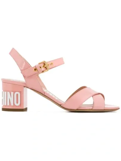 Moschino Chunky Heel Sandals In Pink