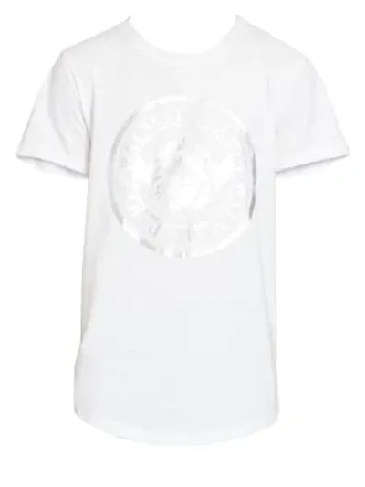 Balmain Round Logo Printed T-shirt In White