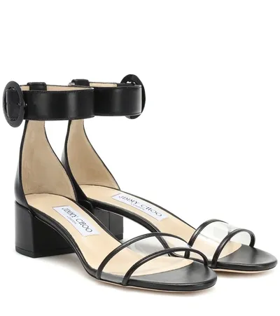 Jimmy Choo Jaimie Leather And Pvc Block-heel Sandals In Black