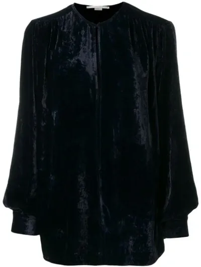 Stella Mccartney Velvet Keyhole Blouse In Blue