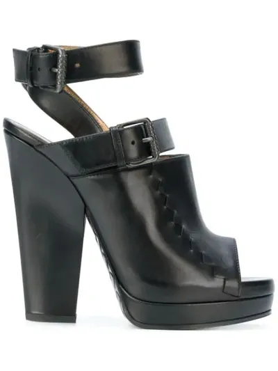 Bottega Veneta Chunky Heel Buckle Strap Sandals In Black