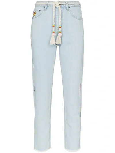 Mira Mikati Rope Belt Cropped Jeans In Blue