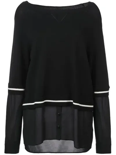 Nicole Miller Boat Neck Blouse In Black