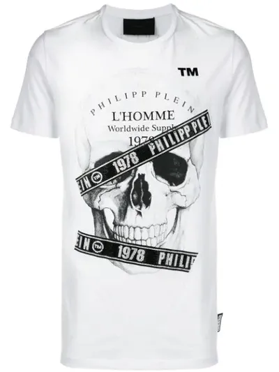 Philipp Plein Embellished Skull T-shirt In White