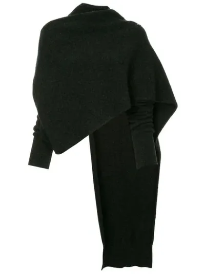 Isabel Benenato Cropped Asymmetric Jumper In Black