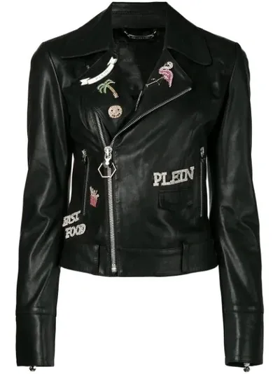 Philipp Plein Verzierte Bikerjacke In Black