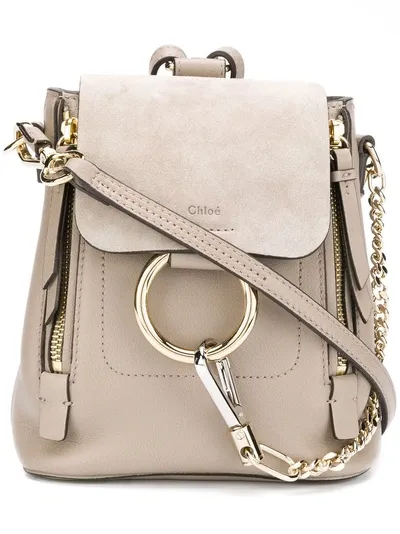 Chloé Mini 'faye' Rucksack In Grey