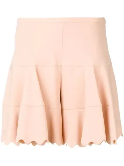 Chloé Scalloped Hem Shorts In Powder