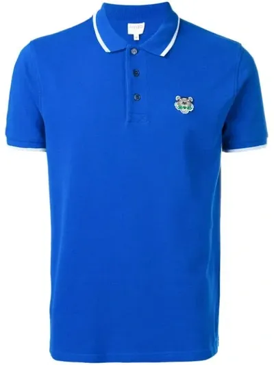 Kenzo Poloshirt Mit Tigerstickerei In Blue