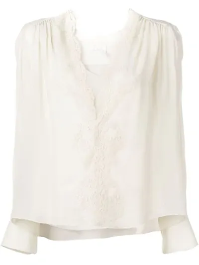 Chloé V-neck Blouse In White