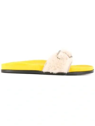 Avec Modération Slip-on Buckle Sandals In Yellow