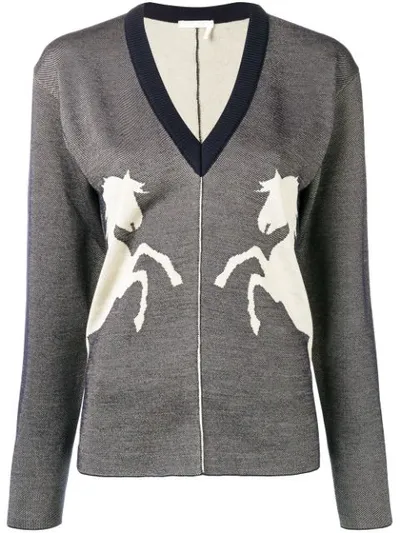 Chloé Horse Embroidered Sweater In Blue