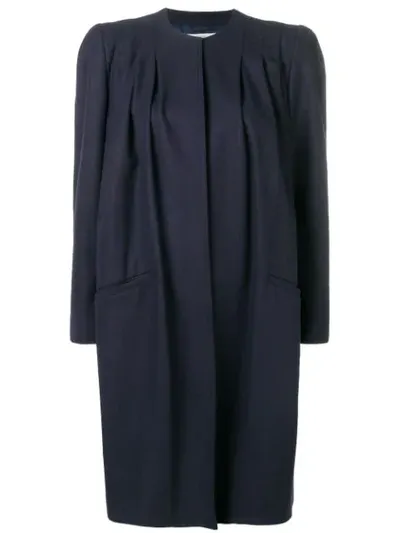 Pre-owned Valentino 1980's Structured Midi Coat In Blue