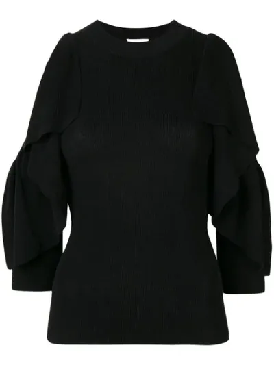 See By Chloé Open Shoulders Knitted Sweatshirt In Black