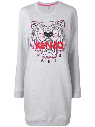 Kenzo Tiger Sweatshirt Dress In Grey