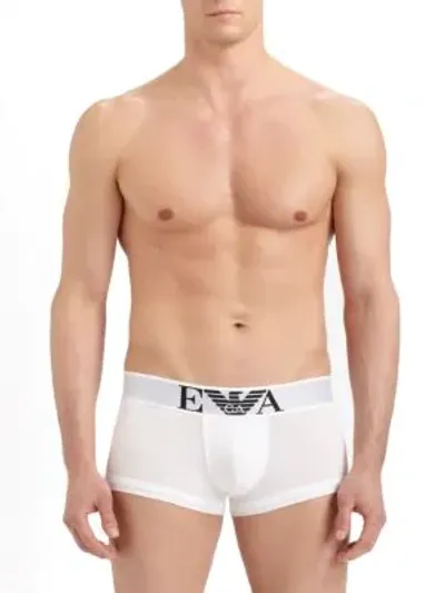 Emporio Armani Stretch Cotton Trunks In White