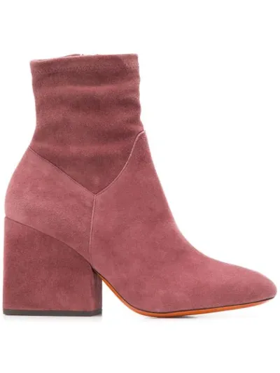 Santoni Side Zip Ankle Boots In Pink