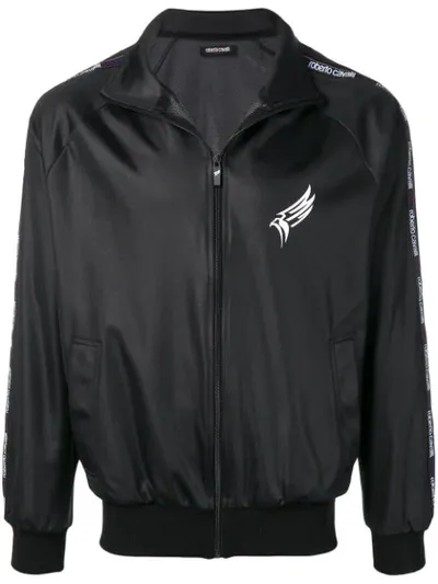 Roberto Cavalli High Neck Track Jacket In Black