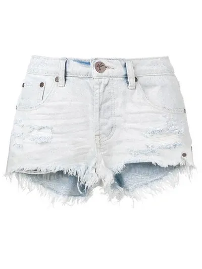 One Teaspoon Distressed Denim Shorts In Blue