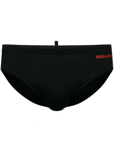 Dsquared2 Logo Print Swim Briefs In Black