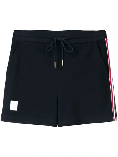 Thom Browne Stripe-detail Piqué-weave Shorts In Blue