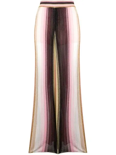 Missoni Striped Knit Flared Trousers In Pink