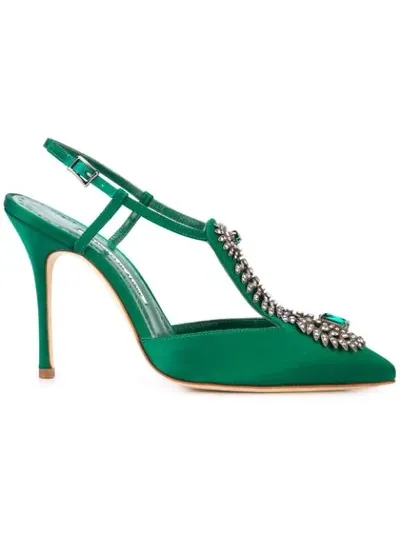 Manolo Blahnik Jamala 105 Pumps In Green