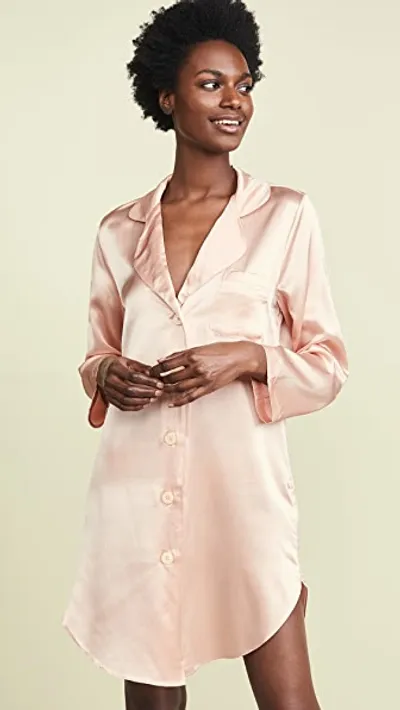 Morgan Lane Jillian Silk Shirt Dress In Rose