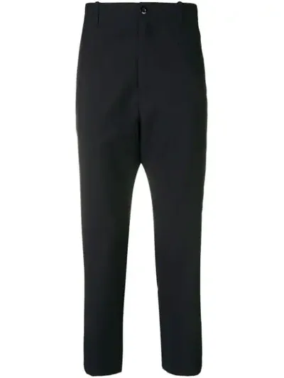 Oamc Cropped Slim-fit Trousers In Blue