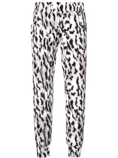 Norma Kamali Leopard Print Track Trousers In Grey