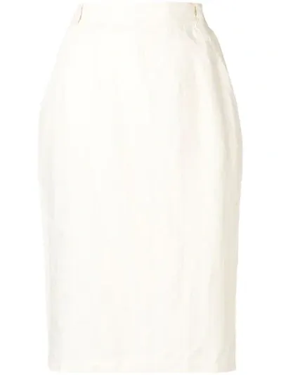 Pre-owned Versace 1980's Pencil Skirt In White