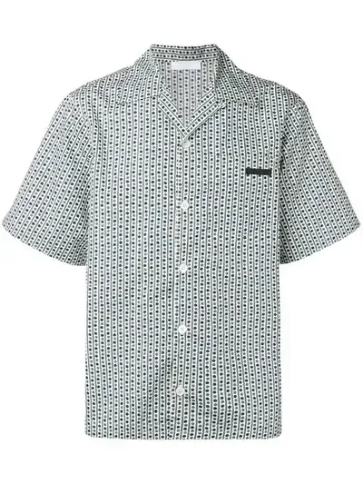 Prada Micro-print Shirt In Blue