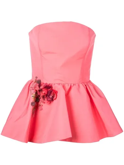 Marchesa Strapless Peplum Top In Pink