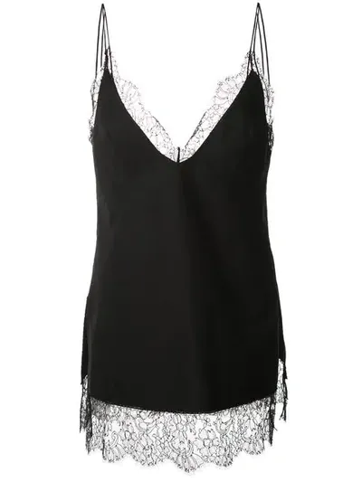 Khaite Lace Trim Slip Top In Black