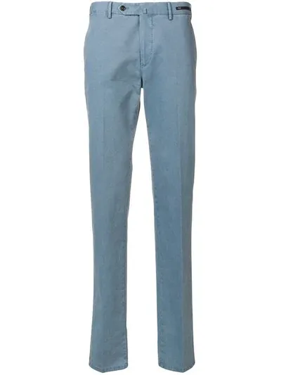 Pt01 Denim Tailored Trousers In Blue