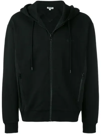 Kenzo Embroidered Logo Zip Hoodie In Black