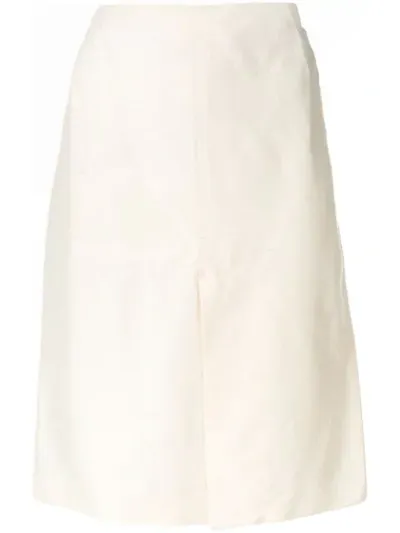 Pre-owned Jean Paul Gaultier Vintage High-waist Silk Skirt In White