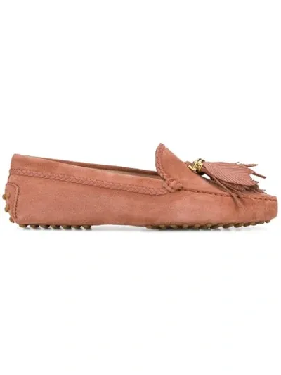 Tod's Tassel Gommino Loafers In Pink