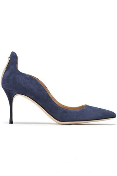 Sergio Rossi Cutout Suede Pumps In Indigo