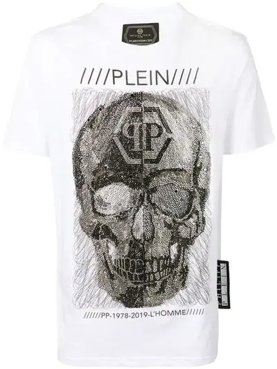 Philipp Plein Embellished Crystal Skull T-shirt In White