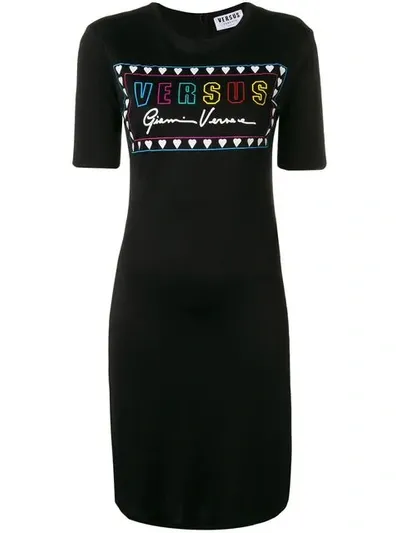 Versus Printed Slim Fit T-shirt Dress In Black