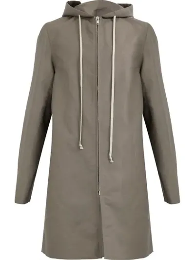 Rick Owens Single-breasted Zipped Coat In Grey