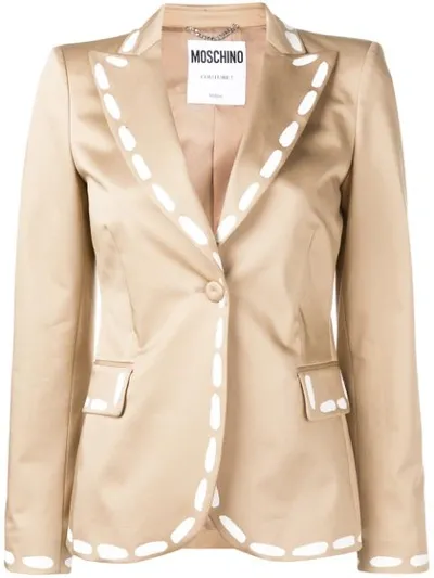 Moschino Blazer Mit Aufgedruckten Nähten In Neutrals