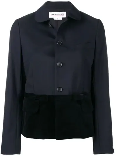 Comme Des Garcons Girl Velvet-paneled Wool Jacket In Blue