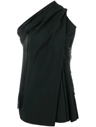 Rick Owens One Shoulder Stretch Jersey Top In Black