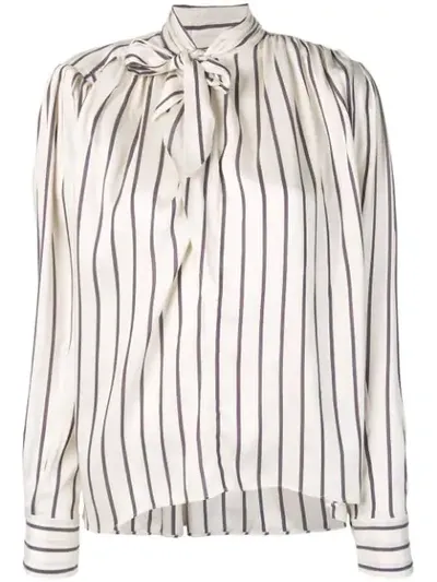 Isabel Marant Pussy Bow Striped Blouse In Neutrals