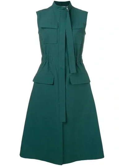 Cedric Charlier Utility Midi Dress In Green